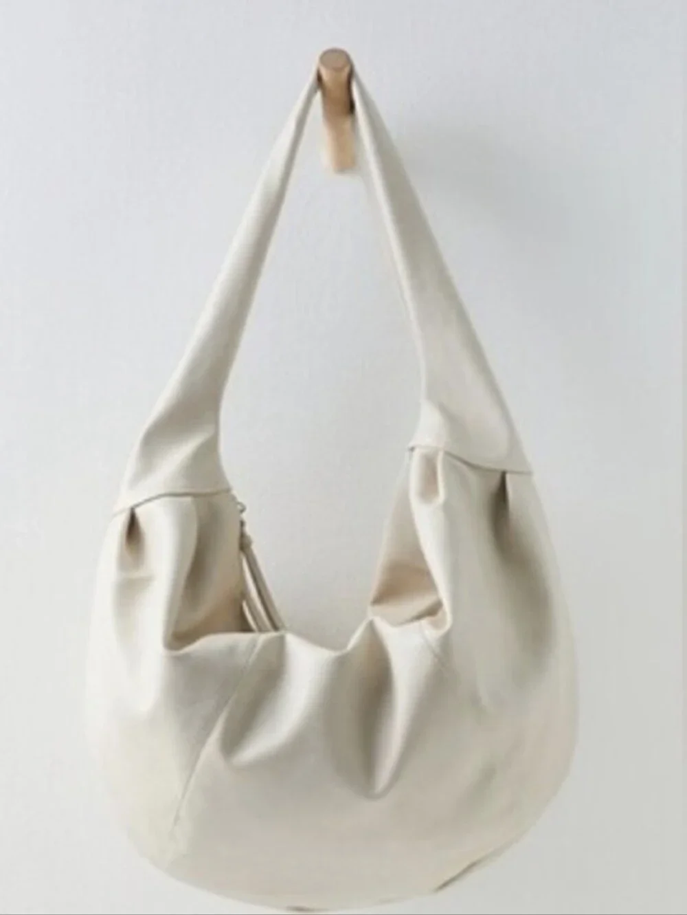 Free People Ivory Vegan Leather Slouchy Hobo Carryall Shoulder Crossbody Bag